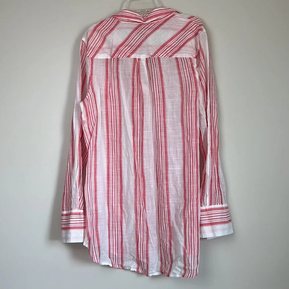 MERONA Red and White Striped Cotton Tunic Blouse Size L - Picture 7 of 7